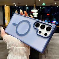 Étui de téléphone magnétique translucide de luxe en TPU + acrylique, garantie 1 an, design couleur unie, original pour S25/S24