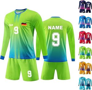 Camiseta personalizada, camiseta de fútbol NameNumberLogo personalizada, camiseta de portero de fútbol personalizada de manga larga con cuello redondo - Product Image 1