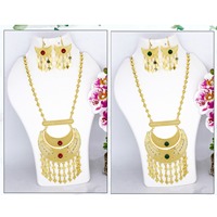 Ensemble de pendentifs à breloques ensemble de bijoux plaqué or indien dubai arabe ensemble de pendentifs boucles d'oreilles collier chaîne pour femmes