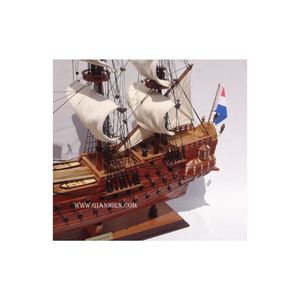 ZEVEM PROVINCIEN Feng Shui Modèle de bateau en bois Artisanat Modèle de bateau avec technique peinte - Product Image 3
