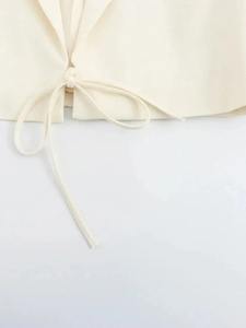 2025 Women's Casual Fashion Versatile Chic Coat Lapel Full Sleeve <b>Shoulder</b> <b>Padded</b> Waterproof Tie Crop Blazer Cotton - Product Image 6