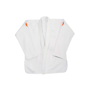 <b>White</b> Martial Arts Kimono Wrestling Gi Jacket Orange Shoulder Patch Custom Embroidery Stretch Training Top for Men and <b>Women</b> - Product Image 1