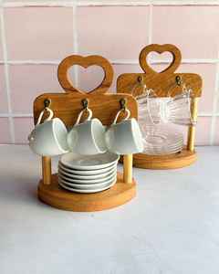 Walnut Wood Mug Tree Stand Kitchen Countertop Coffee Tea Cup Holder <b>Storage</b> Rack <b>Tabletop</b> Hanging Organizer Displaying Accessory - Product Image 4
