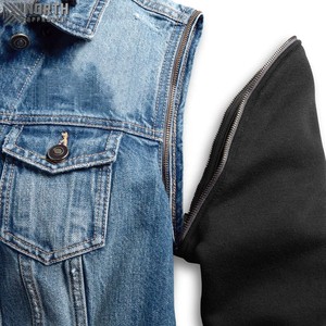 Blouson aviateur personnalisé à la mode de haute qualité, de couleur noire et régulier en denim logo pour hommes à la taille élastique à l'avant - Product Image 6
