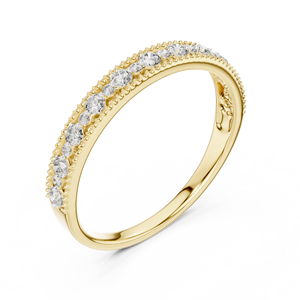 Round Cut Alternating Lab Grown Diamonds <b>Rings</b> DEF VVS 14K 18K Yellow Gold Vintage Milgrain Wedding Band OEM Wholesale Supplier - Product Image 3