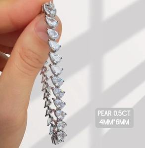 Moissanite Blanc Poire Forme Diamant Beau Bracelet Moissanite Personnalisé en Argent Sterling Cadeau pour Anniversaire - Product Image 3