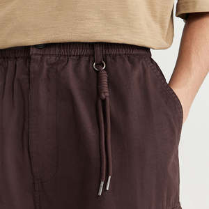 กางเกงคาร์โก้สไตล์ญี่ปุ่นสำหรับผู้ชายกางเกงทำงานผ้าฝ้ายย้อมสี Azo ย้อมสี100% กางเกงใส่ทำงานขากว้างกลางเอวยาวถึงเข่า - Product Image 4