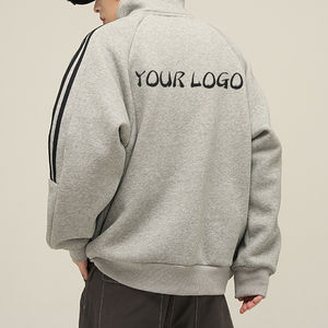 Patrón personalizado 3D impreso rayas manga polar Sudadera con capucha moda Casual peso pesado de gran tamaño cuello falso hombres sudadera invierno - Product Image 2