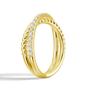 18K Gold Wedding Band with Round Cut Moissanite Diamond Elegant 18K Gold <b>Ring</b> - Product Image 2