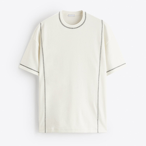 OEM เสื้อยืดคอกลมผ้าคอตตอนแบบสตรีทแวร์สำหรับผู้ชายทำจากผ้าฝ้าย100% 300 GSM รุ่นไหล่ปล่อย100% เสื้อยืดเปล่า - Product Image 5