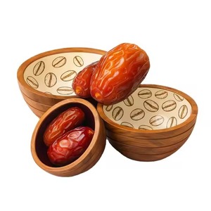 Bol en bois à motif de palmier avec intérieur en émail beige, fait à la main, bol de table islamique, accent de palmier dattier arabe - Product Image 6