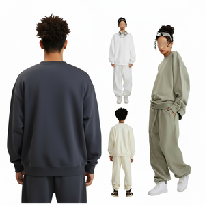 เสื้อสเวตเตอร์คอกลมเปิดไหล่ของผู้ชายแนวสตรีทแบบลำลองแนวสตรีทสำหรับฤดูหนาว - Product Image 2