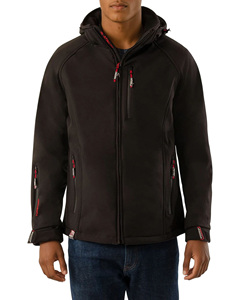 Chaqueta con capucha Softshell con cremallera y puños elásticos esenciales de estilo urbano para hombre, chaqueta elegante transpirable de ajuste moderno con logotipo personalizado - Product Image 1