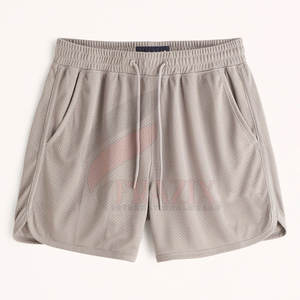 Pantalones Cortos Deportivos de Verano para Hombre, de Alta Calidad, Diseño de Malla Informal, Cierre Elástico Medio, Patrón Sólido, Secado Rápido, Tela Lisa Teñida, para Adultos - Product Image 1