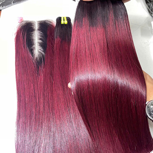 Extensions de cheveux naturels sains, couleur ombrée avec mèches, lisses comme des baguettes, toutes couleurs - Product Image 4