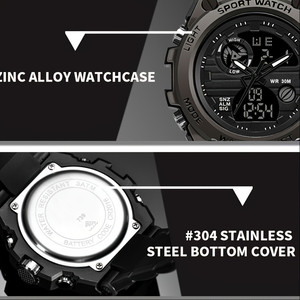 Montre-bracelet LED d'extérieur pour homme avec grand affichage numérique et analogique, bracelet en résine et boîtier en ABS, fonction chronomètre - Product Image 3