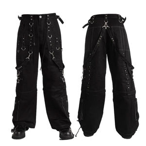 Pantalon tactique ample pour homme, taille haute, élastique, XL, avec plusieurs poches, clous et sangles, lavage coloré, motif droit, nouveau design - Product Image 6