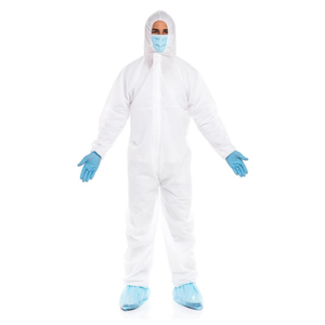 Overoles con capucha de película SF microporosa tipo 5 Tipo 6 industriales desechables de bajo costo a prueba de agua transpirable seguridad hecho Bangladesh - Product Image 1