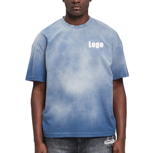 T-shirts pour hommes personnalisés OME, T-shirts vierges à col rond lourds, T-shirts vierges lavés à l'eau acide pour hommes, streetwear de haute qualité - Product Image 1