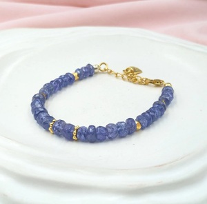 Pulsera de cuentas Rondelle facetadas naturales 100%, tanzanita de Plata de Ley 925, regalo de cumpleaños perfecto, pulseras de cuentas finas - Product Image 6