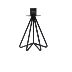 Bougeoir à chandelier unique luxueux avec finition brillante et accents noirs améliorant l'éclat et le style des chambres haut de gamme - Product Image 2