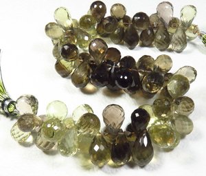 Perles en forme de larme de quartz citron biologique naturel Briolette à facettes de 8 pouces coupe 10-17mm brin de pierres précieuses en vrac à prix d'usine - Product Image 4