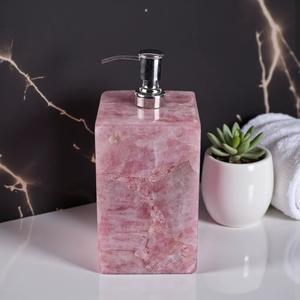 Natural Pink Quartz Soap Dispenser Empty Gemstone <b>Bottles</b> <b>Bathroom</b> Accessory with Silver Pump Ornament Item for Wedding Gift - Product Image 3