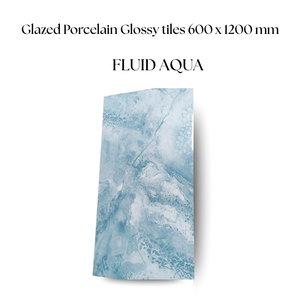 Azulejos vitrificados de porcelana esmaltada 600x1200mm Fluido Aque Acabado brillante Azulejos de piso y pared de gran formato para interiores de lujo - Product Image 2