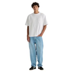 Jeans en denim bleu délavé, coupe droite, taille mi-haute, légers et respirants, de haute qualité, vente en gros OEM pour hommes - Product Image 5