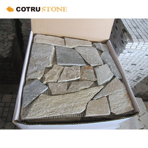 Pietra di quarzite naturale Beige verde naturale Modulare irregolare pannelli a mosaico in <span class=keywords><strong>ardesia</strong></span> levigata personalizzati per il pavimento interno esterno del giardino - Product Image 4