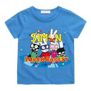 เสื้อยืดซิมอน ซุปเปอร์แรบบิทสำหรับเด็ก ผ้าเจอร์ซีย์คอตตอน 100% ลายตัวการ์ตูน - Product Image 4