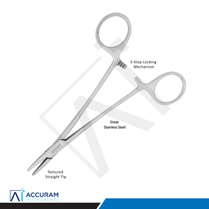 Portaagujas Accuram Mayo Hegar de 15 cm, Instrumento Quirúrgico de Acero Inoxidable Autoclavable, Aplicador de Sutura Médico Dental con Certificación CE - Product Image 4