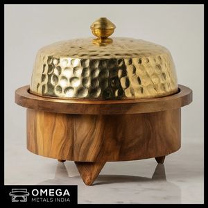 Base de madera de lujo y cazuela de diseño martillado Juego de ollas calientes de alta calidad para el hogar y la cocina - Product Image 2