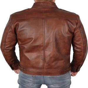 Cuir marron disponible automne hiver hommes décontracté fermeture éclair veste en cuir hommes à manches longues en cuir mode veste de qualité supérieure - Product Image 6