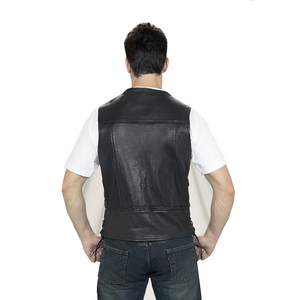 Motorista de cuero de piel de vaca de los hombres chaleco - Product Image 2