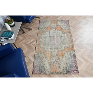 พรมวินเทจ 3.37x6.4 ฟุต สีส้มเทา พรมขนสัตว์แบบตะวันออก ตุรกี - Product Image 1