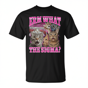 Cat Lover <b>T</b>-<b>Shirt</b> <b>Meme</b> Cat with Sarcastic 'What the Sigma' Quote for Those for Who Appreciate Memes - Product Image 2