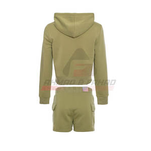 Conjunto de sudaderas con capucha y pantalones cortos para mujer de alta calidad superventas, patrón sólido para invierno, precio razonable para adultos - Product Image 4