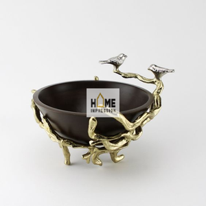 Cuenco de lujo negro de lujo artesanal moderno con cuencos de diseño únicos de Color dorado con cuencos de diseño de hojas antiguas - Product Image 4