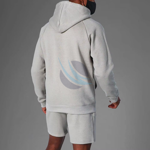 Conjunto corto de sudaderas con capucha para hombre de la mejor calidad, ropa de calle de manga larga de Color sólido con logotipo personalizado y conjunto corto - Product Image 6