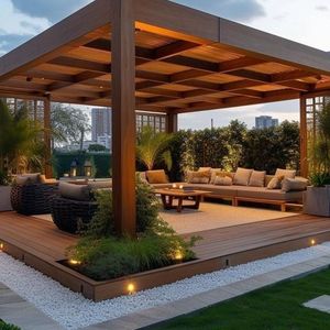 Una elegante pérgola de aleación de aluminio diseñada para conversaciones íntimas en el jardín y descanso nocturno iluminado por las estrellas - Product Image 3