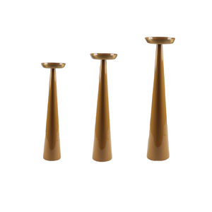 Modern Style Matte Brown Metal <b>Candlestick</b> Holders Set 3 for Wedding Dining and Christmas Elegant New Look Candle Holders - Product Image 1