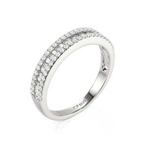Jeulia Women's Geometric Lattice Open-Work Moissanite Pav Wedding Band - Product Image 2