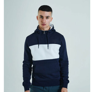 Sudadera con Capucha para Hombre, 100% Algodón, con Cierre de Cremallera de un Cuarto, Paneles en Contraste y Bloques de Color, Logotipo Personalizado, OEM, Estilo Urbano, Venta al Por Mayor - Product Image 1
