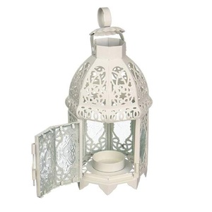 Decorative Iron <b>Frame</b> with Glass Candle Lantern for Home and Party Classic Table Decoration Iron and Glass Lantern - Product Image 4