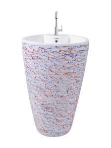 Productos sanitarios de alta calidad y a la moda Pedestal con lavado de manos Fregaderos de lavabo portátiles de una pieza con soporte gratuito al por mayor - Product Image 2