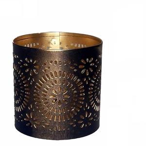 Bougie cylindrique ronde en métal noir bon marché Bougeoir votif en métal noir Décoration de mariage Cage noire Votives simples - Product Image 6