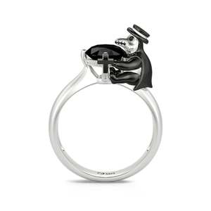 Jeulia Hug <b>Me</b> <b>Find</b> Your Justice Crow Doctor Round Cut Sterling Silver Fashion Ring - Product Image 1