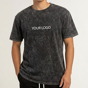 Nouveauté 2026 – T-shirt Homme Col Rond Manches Courtes Délavé à l'Acide Style Hip Hop 180g Coupe Ample pour Entraînement Sportif Été – Qualité Supérieure - Product Image 1