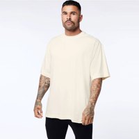 T-shirt uni respirant en jersey 100 % coton épais à manches courtes pour homme, grande taille, vente en gros